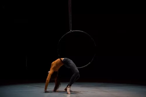 Aurora Dini, cerceau aerien, 31e promotion du Centre national des arts du cirque (Cnac) de Châlons-en-Champagne