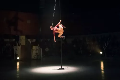 Pauline Olivier de Sardan, mât chinois, 34e promotion du Centre national des arts du cirque / CNAC de Châlons-en-Champagne