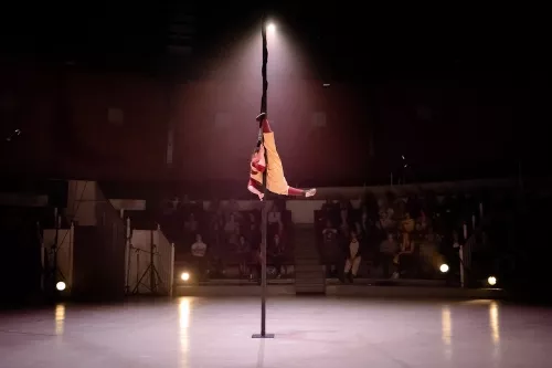 Pauline Olivier de Sardan, mât chinois, 34e promotion du Centre national des arts du cirque / CNAC de Châlons-en-Champagne